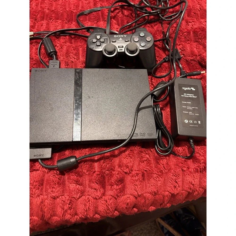 Sony PlayStation 2 Slim Charcoal Black Console Original Controller (SCPH-70001)